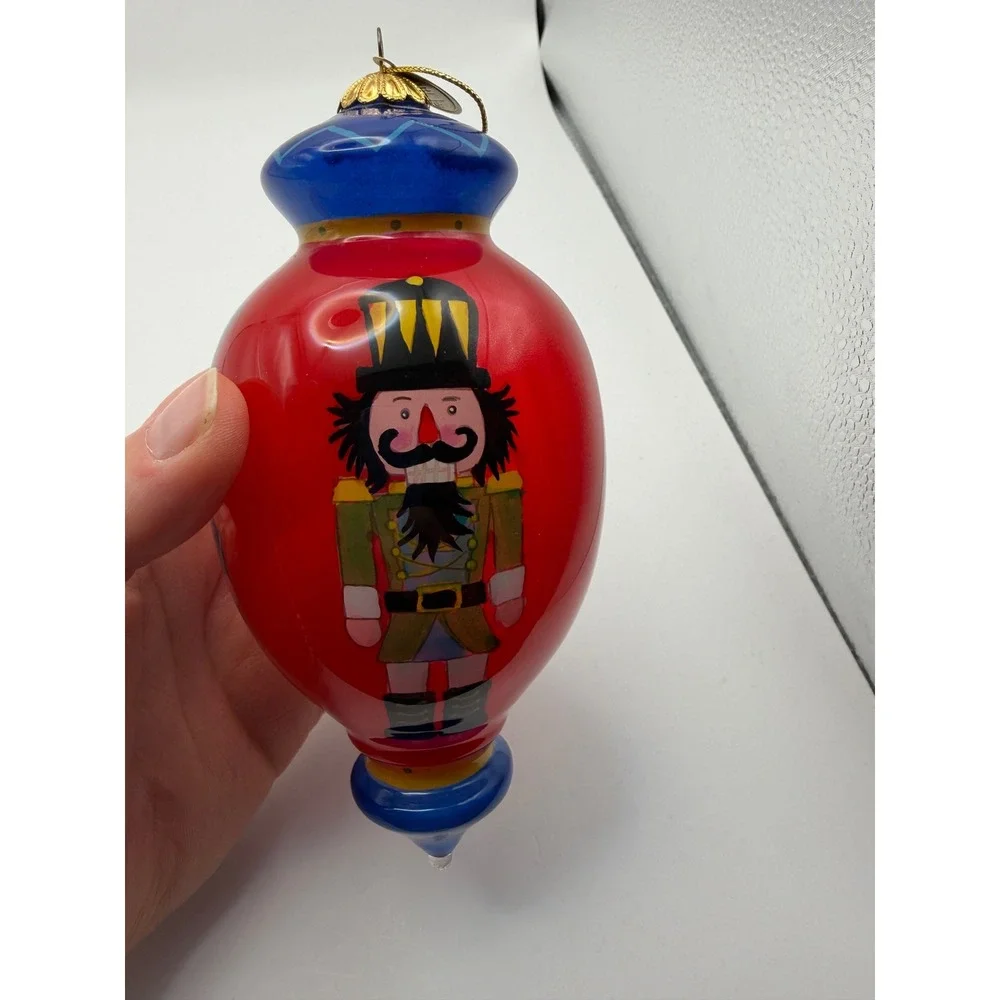 2014 Pier 1 Li Bien Inside Art Glass Nutcracker Christmas Ornament Hand Painted